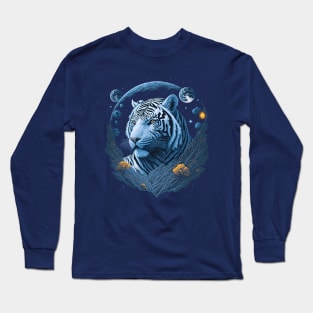 White Tiger at Night Time Long Sleeve T-Shirt